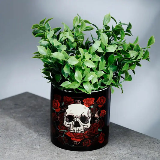 Skulls & Roses Ceramic Indoor Plant Pot - Large Bitu Gift Shop