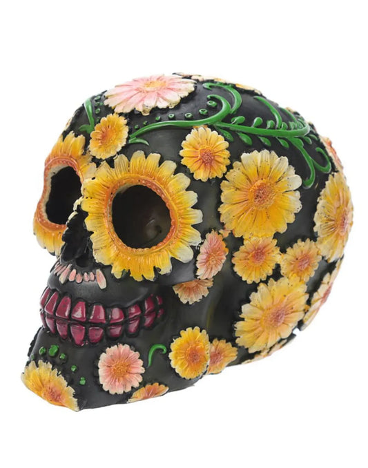 Day of the Dead Skull Head with Daisy Floral Motif Bitu Gift Shop