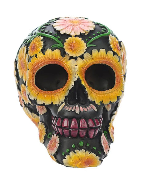 Day of the Dead Skull Head with Daisy Floral Motif Bitu Gift Shop