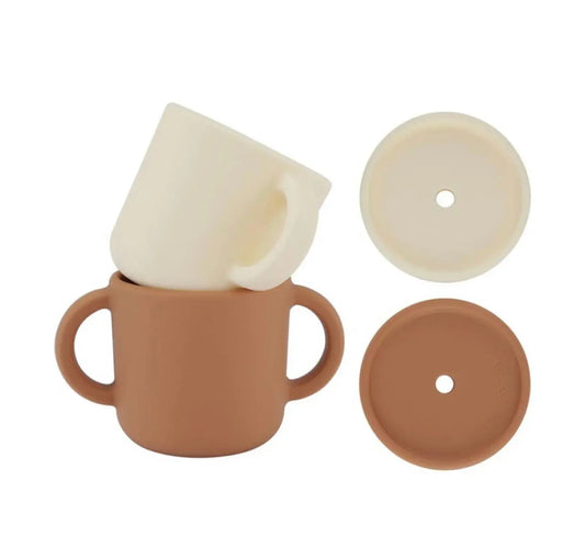 Cup with Lid 2 Pcs. (Earth & Cream) Bitu Gift Shop