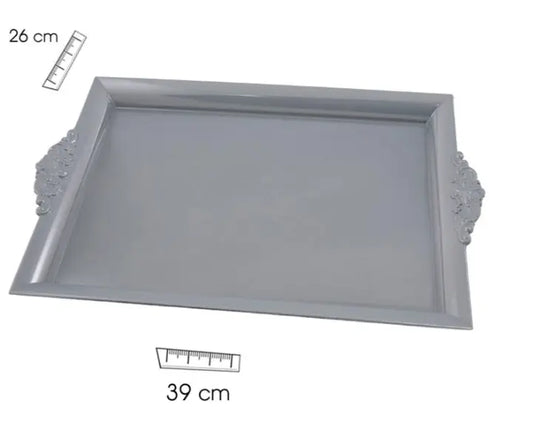 GRAY RECTANGULAR TRAY WITH HANDLES Bitu Gift Shop
