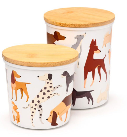 Set of 2 Kitchen Jars RPETy Bamboo Dog Barks S/M