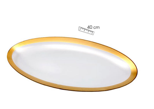CLEAR AND GOLD OVAL TRAY 40 X 15 CM
