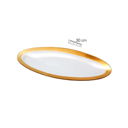 CLEAR AND GOLD OVAL TRAY 30 X 10 CM Bitu Gift Shop