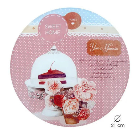 GLASS CUPCAKES ROUND PLATE 21 CM Bitu Gift Shop