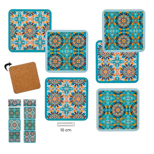 SET OF 6 GREEN TILE COASTERS Bitu Gift Shop