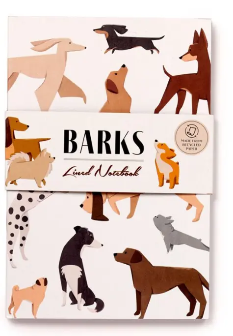 Barks Dog Barks Striped Recycled Paper A5 Notebook Bitu Gift Shop