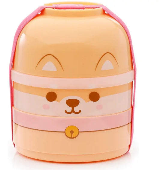 Shiba Inu Dog Reusable Bento Lunch Box, Stacked Compartments, Elastic Strap, BPA Free PVC, Kids Adults School Work Picnic Camping Festival Bitu Gift Shop