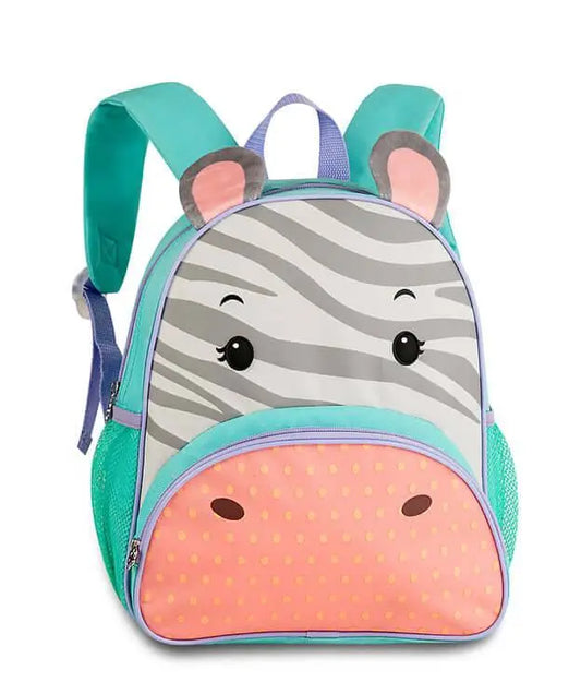 Clio Pets Backpack - Pet Carrier Backpack for Travel featuring a cute zebra face design with teal straps and pink polka dot snout pocket. Ideal for small pets.