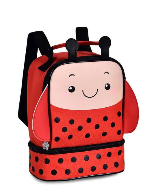 Clio Pets Lunchbox - Durable | Leakproof, Easy Clean ladybug-themed lunch bag with dual compartments and adjustable straps, ideal for pet meals.