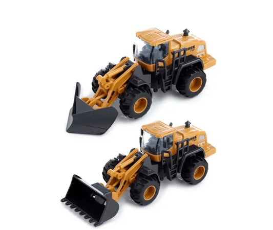 Construction Propulsion Toy Car for kids featuring a yellow front loader design with black wheels. Ideal for educational and imaginative play.