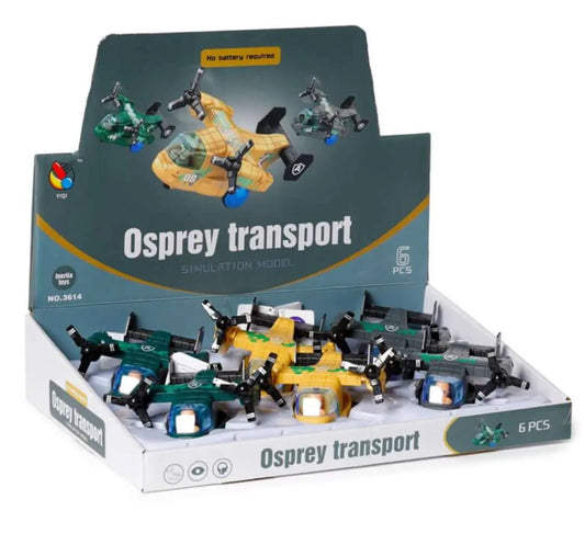 Military Helicopter Toy - Fun & Durable Model | Great Gift featuring 6-piece Osprey transport simulation model set with spinning rotors.