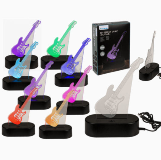 3D-Lamp, Guitar, ca. 18 x 12 cm, plastic, with USB-cable, in gift box Bitu Gift Shop