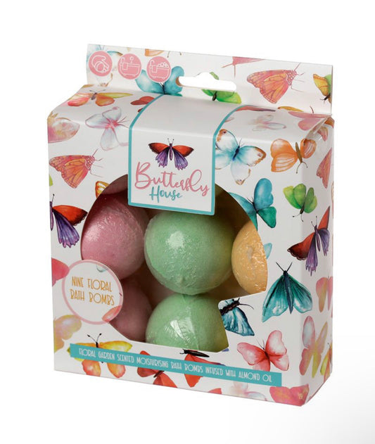 Set de 9 Mini Bombas de Baño - Casa de lasMariposas Pick of the Bunch con Aceite deAlmendras Bitu Gift Shop