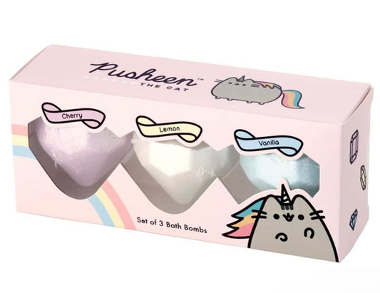 Set de 3 Bombas de Baño Gato Pusheen Pusheenicorn Aromas Afrutados Bitu Gift Shop