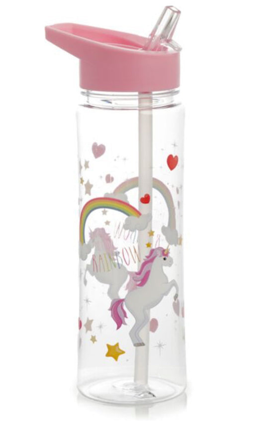 Botella de Agua Inastillable con Pajita y Asa Unicornio Reino Encantado Bitu Gift Shop