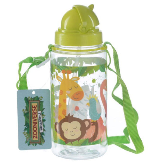 Botella de Agua Infantil con Pajita Animales Zooniverse 450ml Bitu Gift Shop