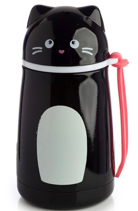Botella Termo de Acero Inoxidable Frío y Calor- Forma de Gato Feline Fine Negro - 300ml Bitu Gift Shop
