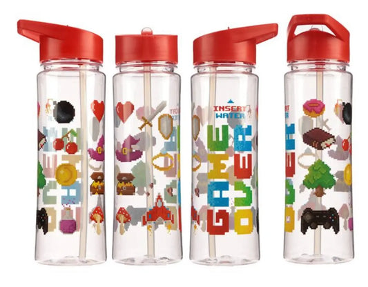 Botella de Agua con Pajita y Asa Game Over Bitu Gift Shop