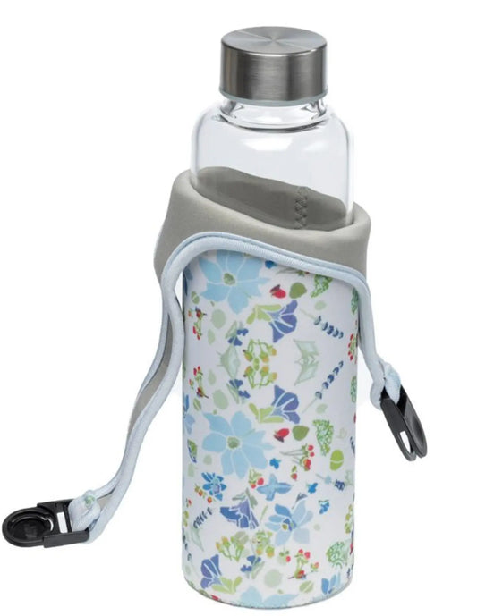 Botella de Agua de Cristal con Funda deNeopreno y Asa - Diseño Botánico JulieDodsworth Bitu Gift Shop