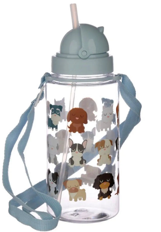 Botella de Agua Infantil con Pajita - Perros DogSquad - 450ml Bitu Gift Shop