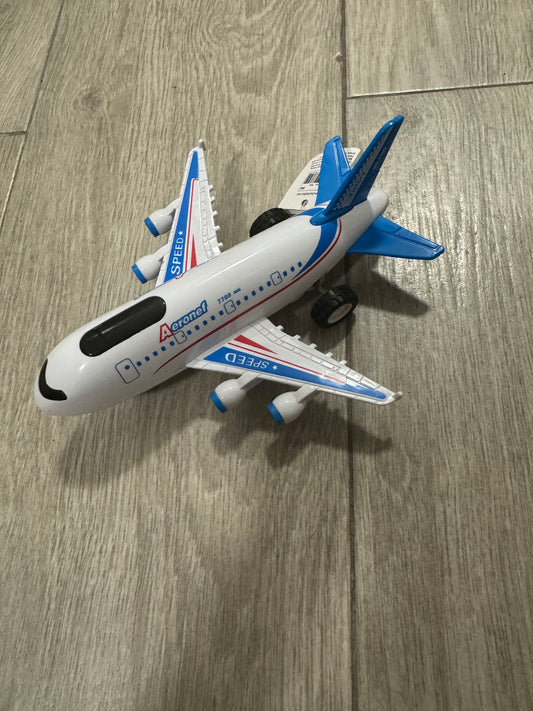 Jumbo Jet Aeroplane Toy – Friction-Powered with Lights & Sounds – Push & Pull Action Plane for Kids