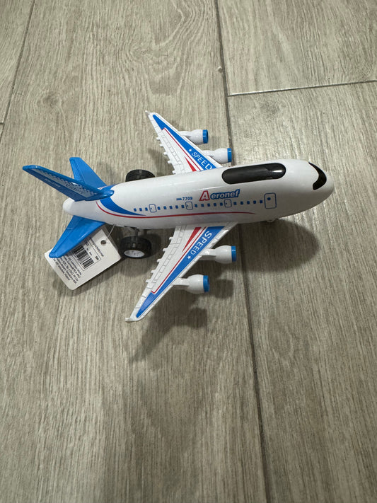 Jumbo Jet Aeroplane Toy – Friction-Powered with Lights & Sounds – Push & Pull Action Plane for Kids