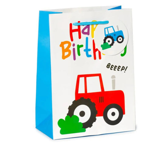 Bolsa de Regalo Feliz Cumpleaños Pequeño Tractor Mediana Bitu Gift Shop