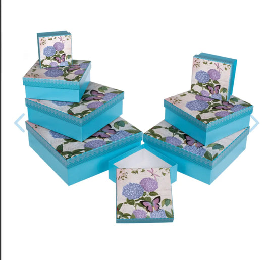 Light blue gift box with butterfly & flowers, Bitu Gift Shop