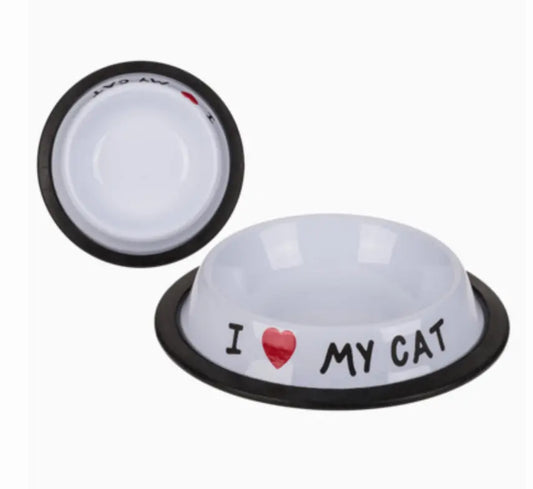 Stainless-steel feeding dish, I love my cat Bitu Gift Shop