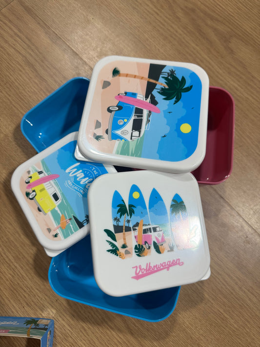 Set of 3 Lunch Boxes – Volkswagen VW T1 Camper Design – M/L/XL Nesting Food Containers