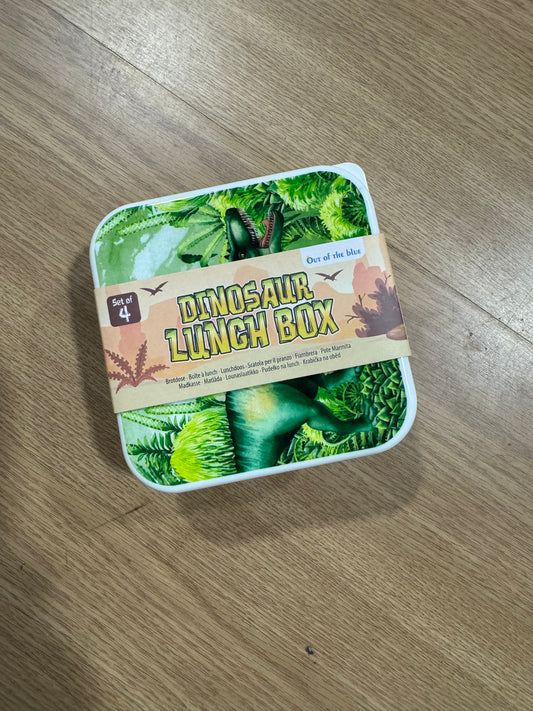 Dinosaur Lunch Box Set of 4 – Plastic Food Storage Containers – Various Sizes for Ki
