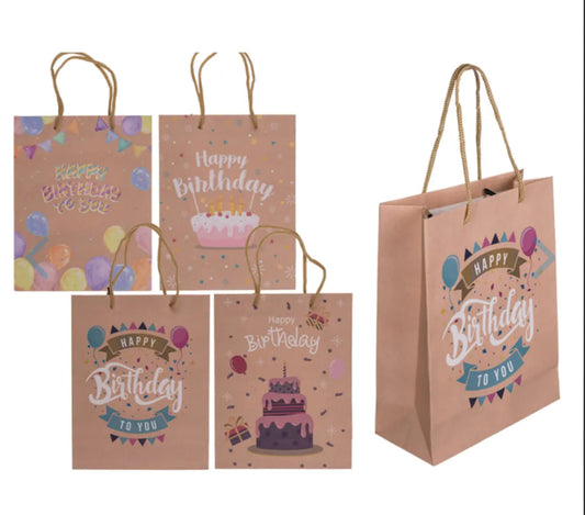 Brown coloured Paper bag, Happy Birthday, Bitu Gift Shop