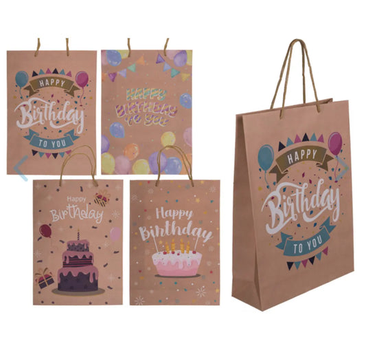 Brown coloured paper bag, Happy Birthday, Bitu Gift Shop
