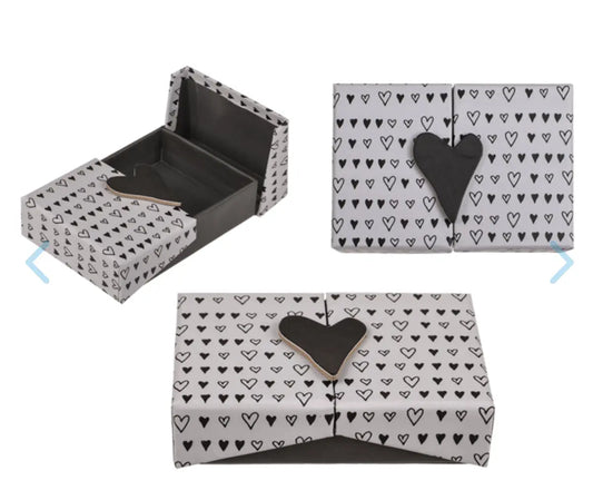 Black/white coloured surprise box, Heart, Bitu Gift Shop