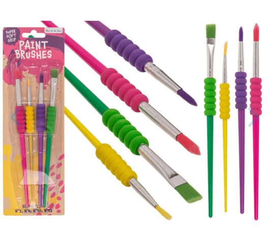 Paint Brushes, Super soft grip, wood and EVA, set of 4 in blistercard Bitu Gift Shop
