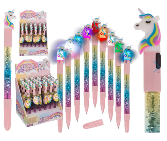 Pen with glitter & colourchanging light, Bitu Gift Shop