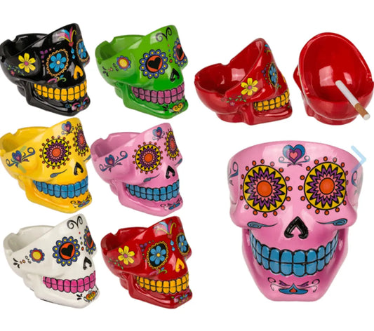 Polyresin ashtray, Coloured Skull I Bitu Gift Shop
