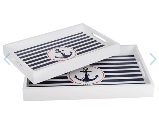 White wooden tray with anchor, Tradtional Bitu Gift Shop