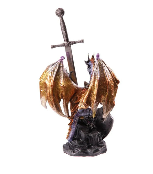 Figura Dragón Dragón Leyenda Oscura Con Escudo de Fuego Bitu Gift Shop