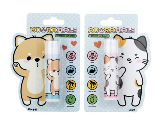 Bálsamo Labial en Barra Gata y Perro Shiba Inu Adoramals Cereza y Vainilla Bitu Gift Shop