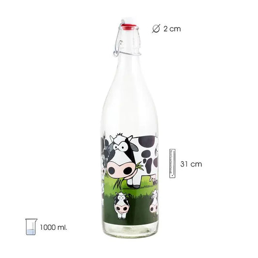 BOTELLA CON TAPON CRISTAL VACA Bitu Gift Shop