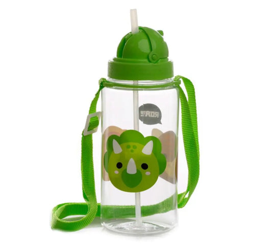 Botella de Agua Infantil con Pajita Dinosaurios 450ml Bitu Gift Shop