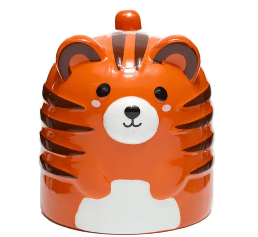3D Tiger Ceramic Bowl - Adoramals features an upside-down tiger design with bold orange and black stripes, ideal for quirky home decor.