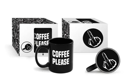 Coffee Please mug with a sassy design, packaged in a stylish box, perfect for caffeine lovers.