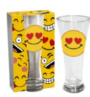 Funny emotes hearts beer glass with playful designs and smiley faces, perfect for good vibes and celebrations.