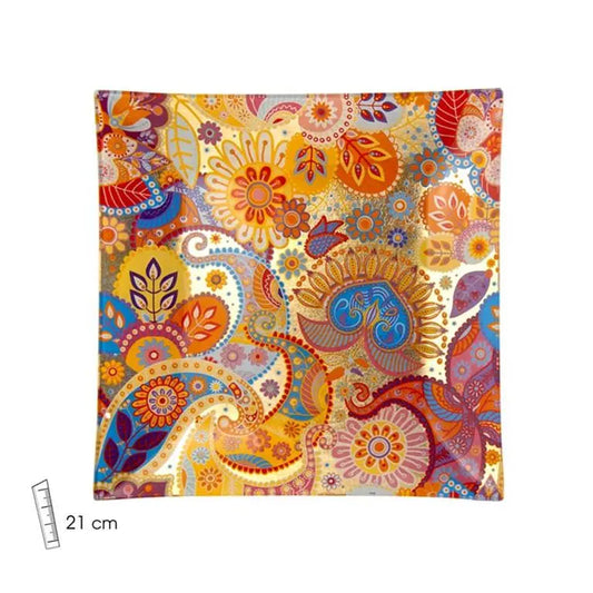 CASHMIRES GOLD SQUARE PLATE 21CM Bitu Gift Shop
