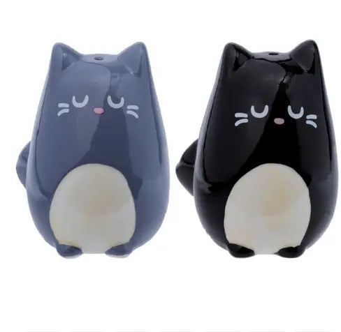 Black and Gray Cat Salt and Pepper Shaker Set Bitu Gift Shop