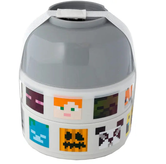 Minecraft Faces Stacked Round Bento Lunch Box Bitu Gift Shop