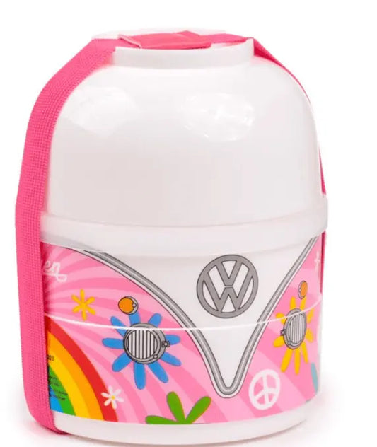 Round Lunch Box with Caravan Compartments Volkswagen VW T1 Camper Love Bitu Gift Shop